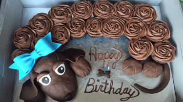 Dachsund cupcake cake